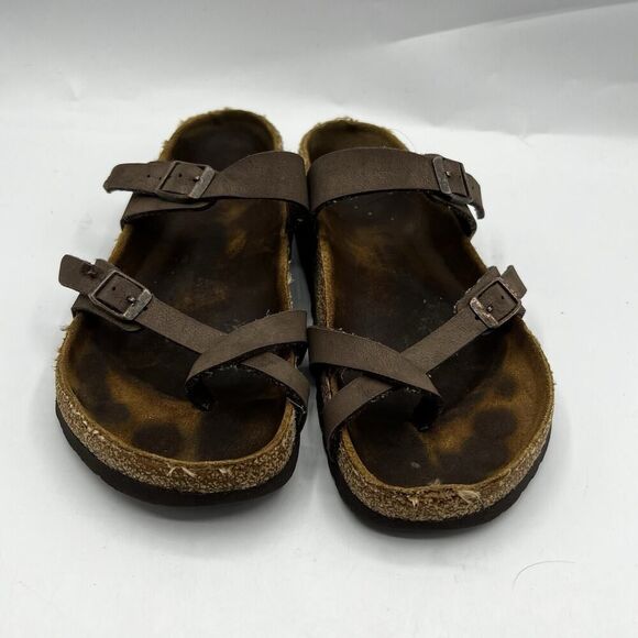 Birkenstock Sandals Womens 39/8 Mocha Mayari Toe Loop Strappy Slip On Flat - Picture 3 of 13